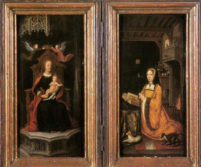 unknow artist Diptych with Margaret of Austria Worshipping Sweden oil painting art